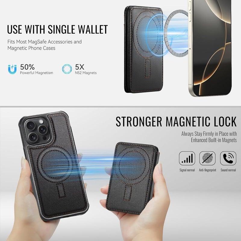 Usroom for iPhone 15 Pro Max Detachable Wallet Case with Card Holder, 2 in 1 RFID Blocking Credit Slots Kickstand Shockproof Phone Wallet for iPhone 15 Pro Max 6.7" Black - Image 2